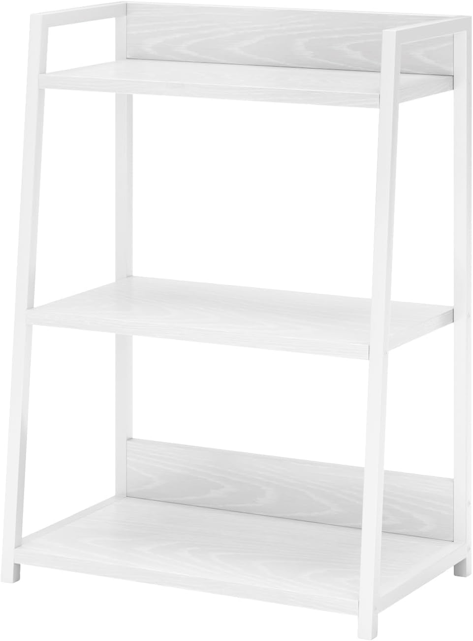 IOTXY 3 Tier Open Bookshelf - Steel and Wood Display Stand, 19.7" Width Floor-Standing Bookcase, White