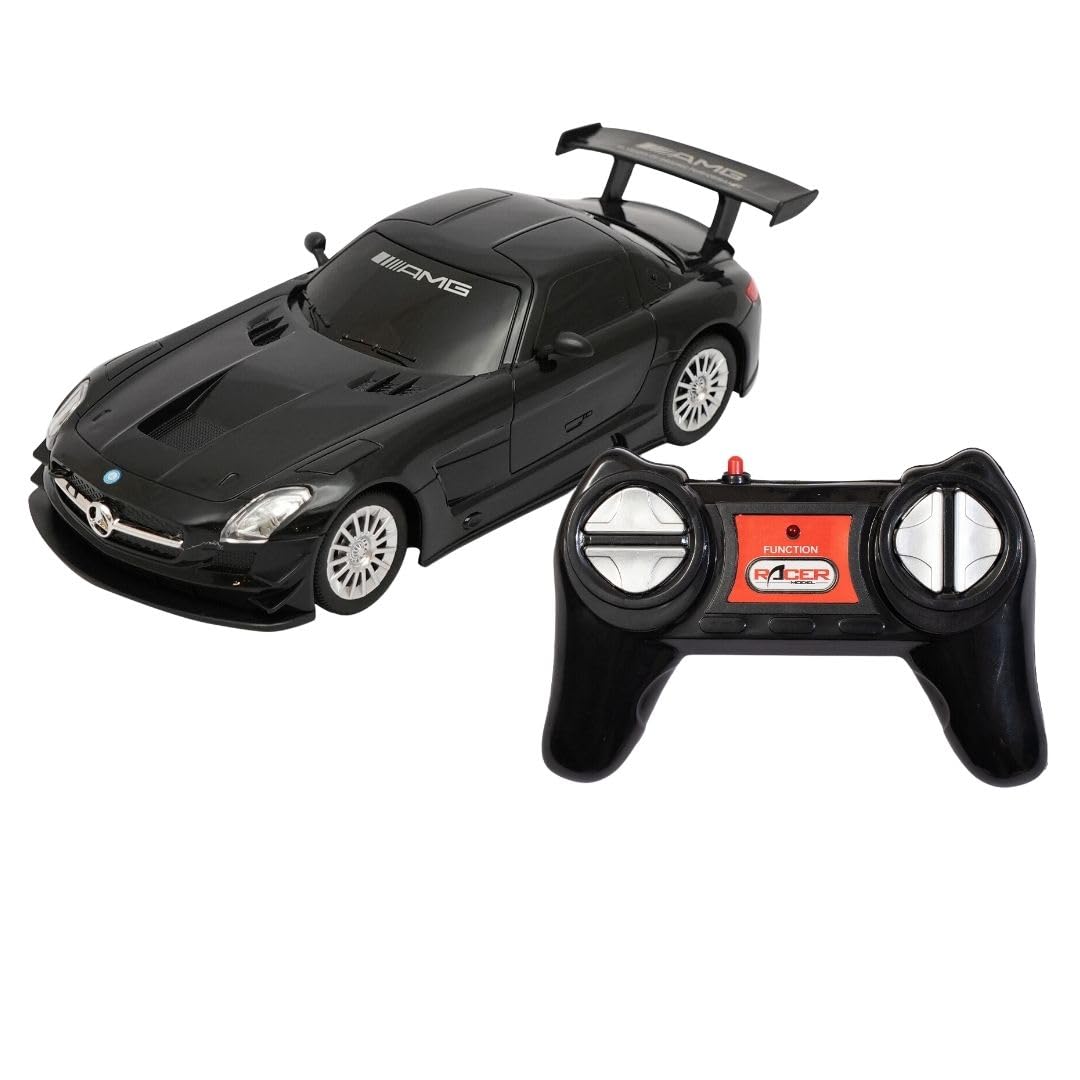 Rechargable Remote Control Car for Kids - Mercedes Benz SLS AMG GT3 - Full Function R/C - Proudly Made in India - 1:24 Scale - Pack of 1 in Black