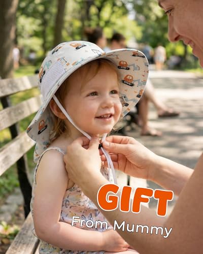 Image of Toddler Baby Sun Hat Kids Summer Beach Essentials Adjustable Beach Hats with Bucket Wide Brim for Boys Girls Age 0-14 Years