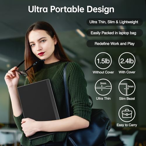 Image of cocopar Portable Monitor 15.6 Inch 1080P FHD 60Hz 85% sRGB Travel Monitor with Speaker HDMI USB-C Second Screen for Laptop MacBook Surface PC Xbox PS4 /5, VESA Mountable, with Full Cover Stand