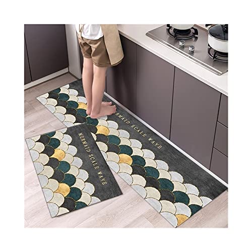 Juego de alfombras de cocina antifatiga, 2 piezas, alfombrillas antideslizantes for el suelo de la cocina, alfombra for el hogar, alfombrilla de tira larga for la puerta, decoración moderna for el hog Cover