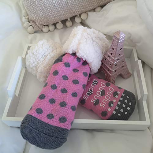 Pudus Cozy Winter Slipper Socks for Women and Men with Non-Slip Grippers Faux Fur Sherpa Fleece - Adult Regular Fuzzy3