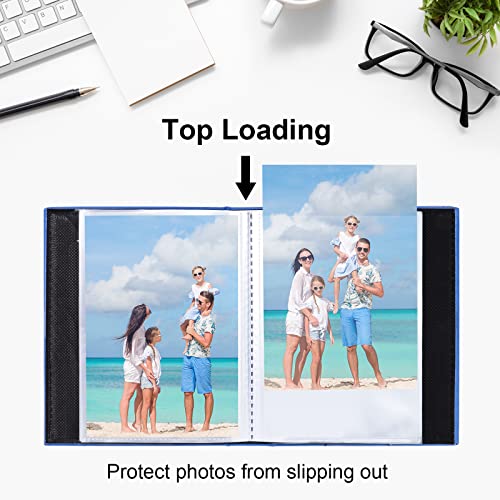 Image of Vienrose Small Photo Album 4x6 Holds 52 Photos, 2 Pack Mini Leather Photo Album with Cover Window, Acid-Free Baby Picture Album for Wedding, Family, Travel & Gift Keepsake, Blue