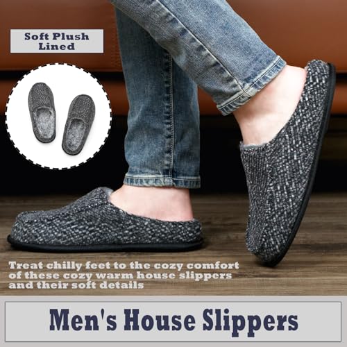 Cozylook Men's Slip-on Slippers, Memory Foam Padded House Moccasins, Non-Slip Sole Indoor/Outdoor, Soft Plush Lining, Cozy Gifts, Sizes 8-152