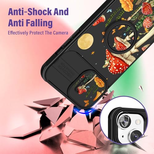 Image of Funermei for iPhone 13 /for iPhone 14 Case - Women Girls Cute Phone Cover Girly Pretty Aesthetic Mushroom Plant Unique Design with Camera Cover Funda for Apple for iPhone 13 /for iPhone 14