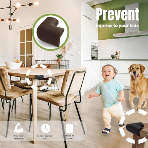 Image of Yakolak 8pc Corner Protector Baby Proof Corners and Edges, Table Corner Protectors for Baby Safety Corner Guards, Baby Proofing Corner Bumpers for Furniture Corner, Rubber Foam 3M. (Brown, Pack of 8)
