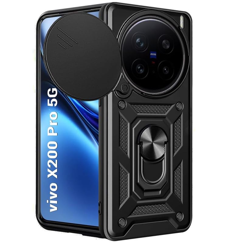 MoreFit Case for Vivo X200 Pro 5G, Sliding Shutter Camera Bumper Defender Hybrid Polycarbonate Ring Case Back Cover for Vivo X200 Pro 5G – Black MoreFit Case for Vivo X200 Pro 5G, Sliding Shutter Camera Bumper Defender Hybrid Polycarbonate Ring Case Back Cover for Vivo X200 Pro 5G – Black