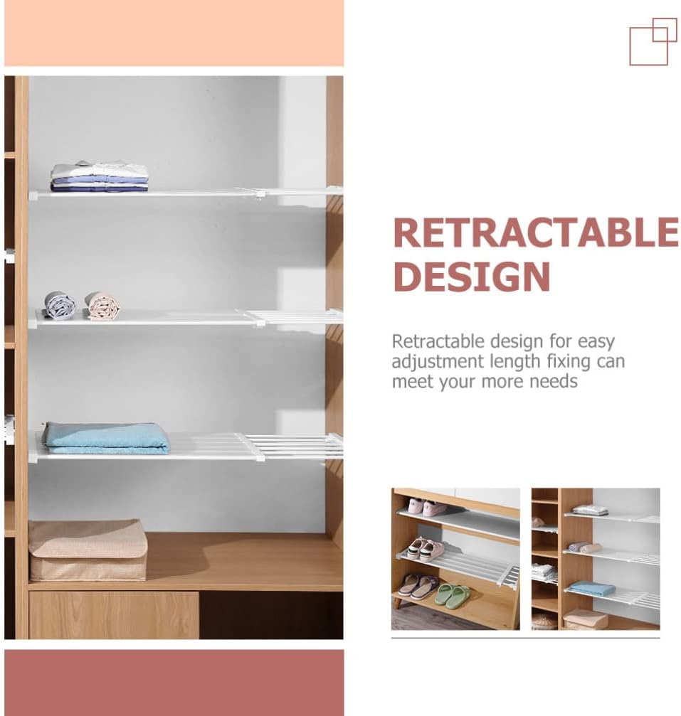 Cabilock Layered Partition Tension Shelf Wardrobe Expandable Shelf Clothes Organizer Divider Expandable Closet for Wardrobe Household Plastic Closet Rack