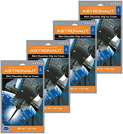 Astronaut Ice Cream Mint Chocolate Chip Freeze Dried Food 4 Packs, 0.7oz/19g