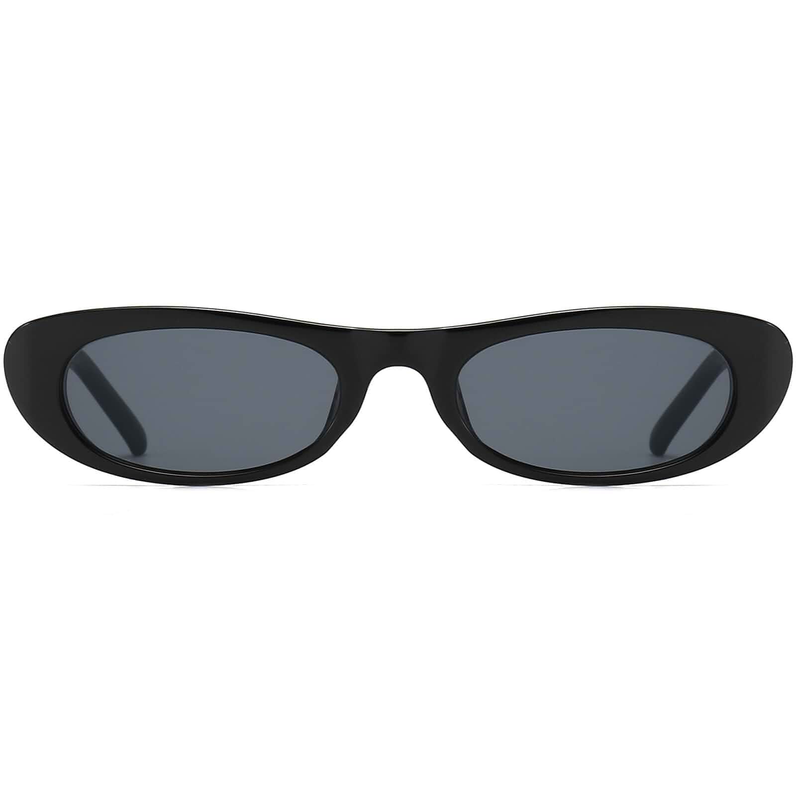 Elongated Narrow Cat Eye Sunglasses for Women 90s Small Oval Shades Fashion Narrow Frame,UV400 Protection,Black Tortoise Retro Sunnies,Ideal for Street Style,Travel,Daily Wear