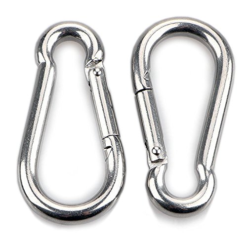 HONGCI 2pcs Carabiner Hook (M8) - High Strength 304 Stainless Steel Karabiner Clips, Carabiner Chain Clip Hook for Outdoor, Camping, Hiking, Heavy Duty Snap Hook