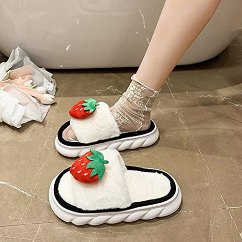 Fuzzy Colorful Fruits House Slippers Soft Plush Furry Open Toe Cozy Winter Comfy Breathable Sandals Thick Soled Shoes for Women and Girls4