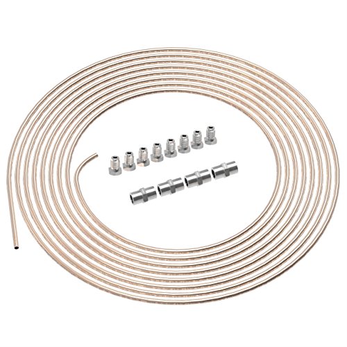 3m Tuyau de Frein Ø 4,75 mm en Cuivre Cupro Nickel + 8 raccords mâles + 4 Connecteurs femelles M10 x 1 DIN 74 234 Kit Freinage 3/16' Tube rigide avec Connexions pour l'évasure DIN collet-battu mâle