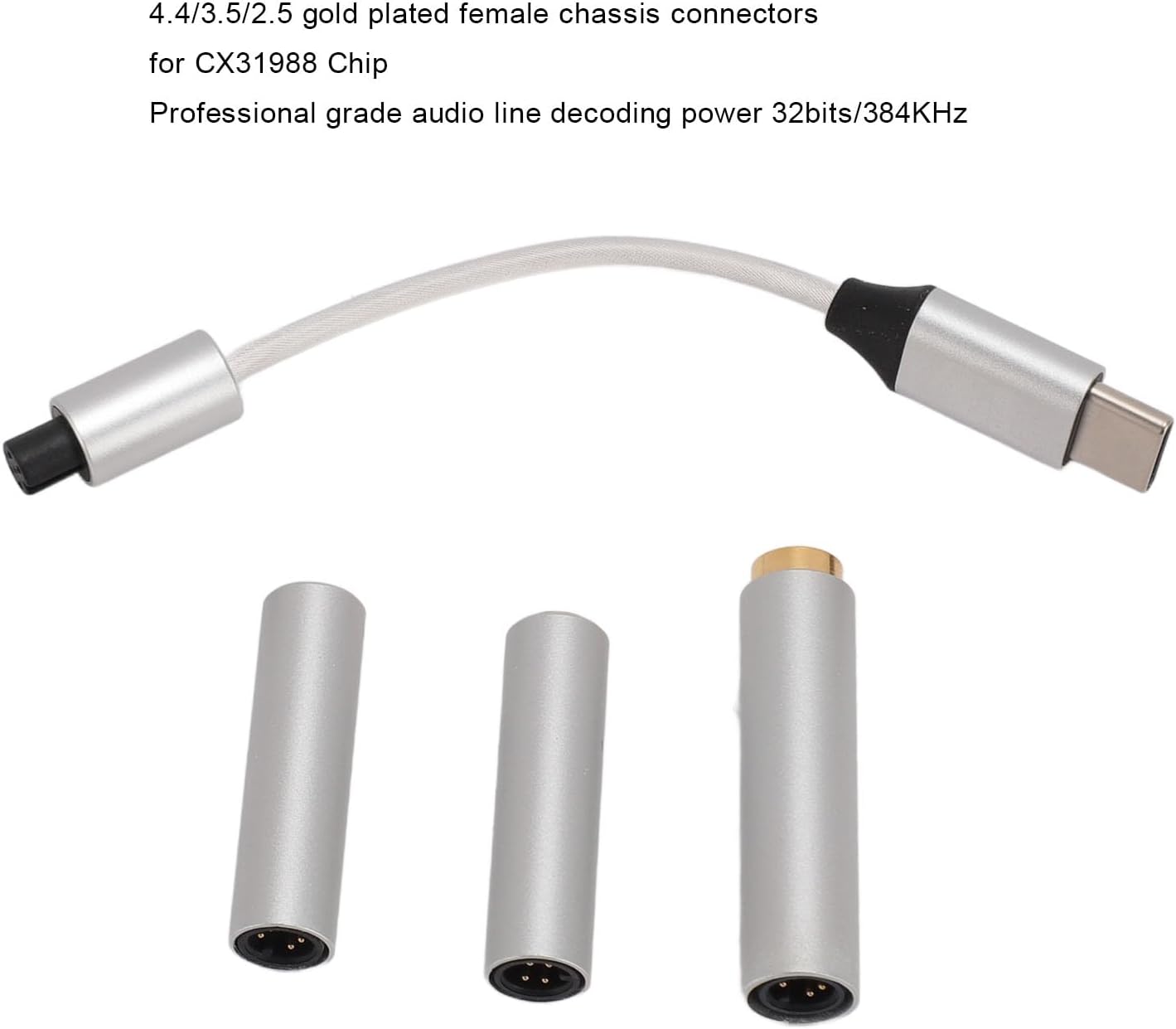 ASHATA USB Type C to 3.5mm 2.5mm 4.4mm Female Adapter, Type C to AUX Headphone Jack Cable 32bits 384kHz PCM, USB C to Aux Audio Dongle Cable, Plug and Play, ASHATA24d7say16t