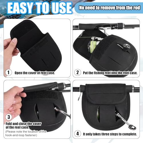 Teyva Daily 6 Pcs Fishing Spinning Reel Cover Bag for 2000-6000 Series Baitcasting Trolling Fishing Reels Protective Cover Case Pouch Sleeve Gloves (2000-3000 Spinning Reel)