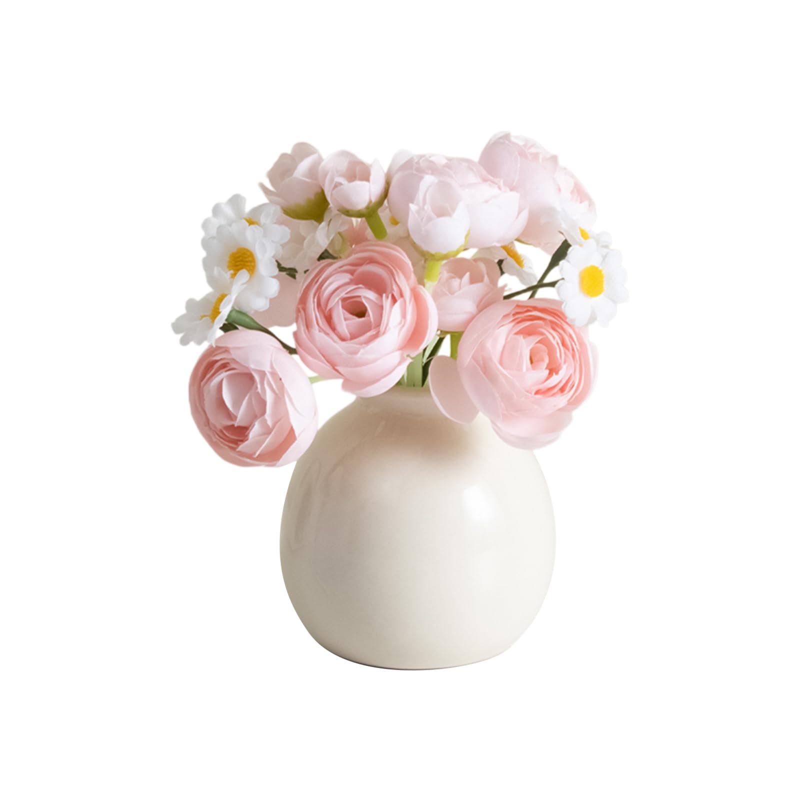 Hnonoxy Flores Artificiales en Florero, Flores Artificiales Decorativas con Jarrones, Rose Falsas para Mesa de Comedor para Fiestas, Oficinas, Casas de Campo, Cocina, Decoración del Hogar (Pink)