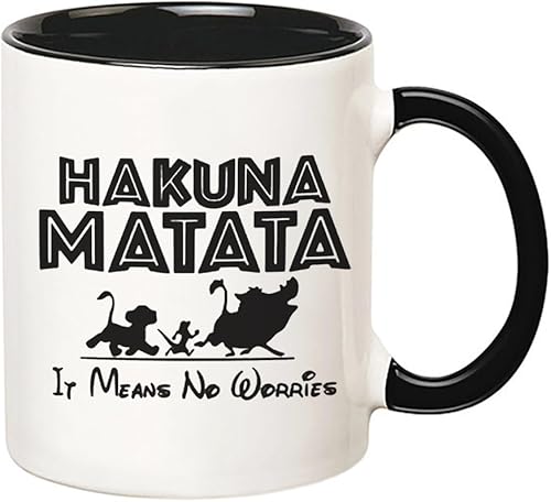 Miniatura 2 de Fonhark - Hakuna Matata, It Means No Worries, Taza de café de 11 onzas, color negro