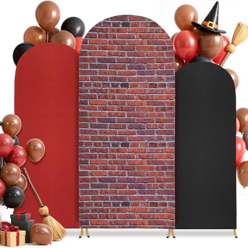 Bensbl 3 Pcs Wizard Arch Stand Cover Brick Wall Backdrop Cover for Birthday Party Wedding Ceremony