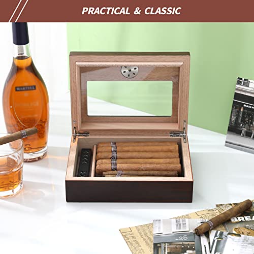Playwith Cigar Humidors Box Holds 20-25 Cigars Cigar Gifts For Men, Fathers Day - Cigar Accessories - Cherry Wood Humidor Cigar Box For Cuban Cigars - Humidor Humidifier With Front Hygrometer #TOP3