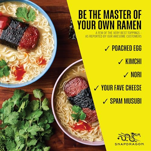 Image of Snapdragon Chicken Ramen Cup Noodles - 6 Pack Instant Ramen Bowl with Authentic Wheat Noodles, Soup Flavor Sauce, Vege Pack, and Garlic Flavoring Oil. Microwave or Hot Water, Easy Meal Prep