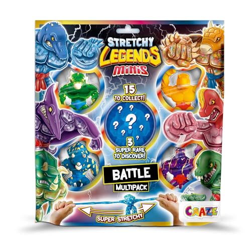 CRAZE STRETCHY LEGENDS Minis Multipack Battle – 5 Stretchy Action Figures for Kids Age 3+ – Fun Sensory Toys and Squishy Stress Relief Figures, Boys and Girls Birthday Presents
