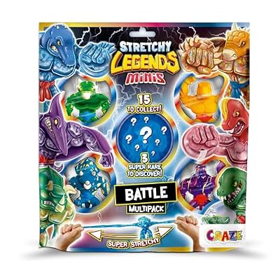 CRAZE Stretchy Legends Mini Multipack Battle, Pack de 5 Figuras elásticas coleccionables para niños, Hay 15 Modelos Diferentes | Ya disponible en tu tienda friki favorita! En mundofriki.es!