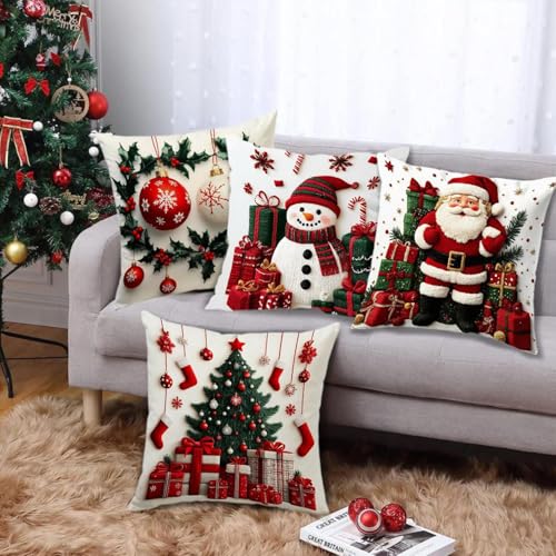 Fundas de cojín navideñas 45x45 cubiertas decorativas para cojines de sofá e interior 7