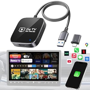 Adaptador inalámbrico 2 en 1 CarPlay y Car TV Mate Pro 2025 [funda de aluminio antiinterferencia] Convierte con cable a inalámbrico Apple Car Play o HDMI para TV Stick, apto para coches de 2016 o más