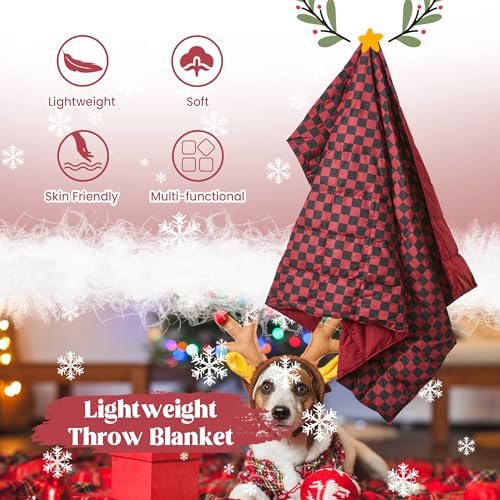 puredown-Lightweight-Christmas-Couch-Throw-Soft-Feather-Down-Throw-Blanket-for-Indoor-and-Outdoor-Use-50X70-Black-and-Red puredown Lightweight Christmas Couch Throw Soft Feather Down Throw Blanket for Indoor and Outdoor Use 50X70 Black and Red