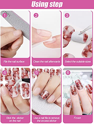 EBANKU Nagelfolie Selbstklebend Marmorierung, 22 Blatt Nagelaufkleber Sticker, Nagelaufkleber Selbstklebende Wasserdichte Full Wraps Nagellackaufkleber Nail Art Dekorationen â Bild 7