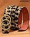 SANSTHS Womens Leather Belt for Jeans Pants Fashion Waist Belts Gold Double Ring Buckle,leopard,L