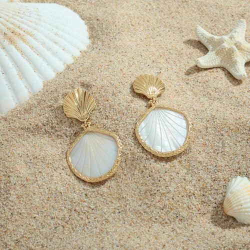 LILIE&WHITE Gold Shell Earrings Chic Summer Beach Seashell Earrings Gold Triangle Dangle Earring For Women Fashion Geometric Earring Jewelry4
