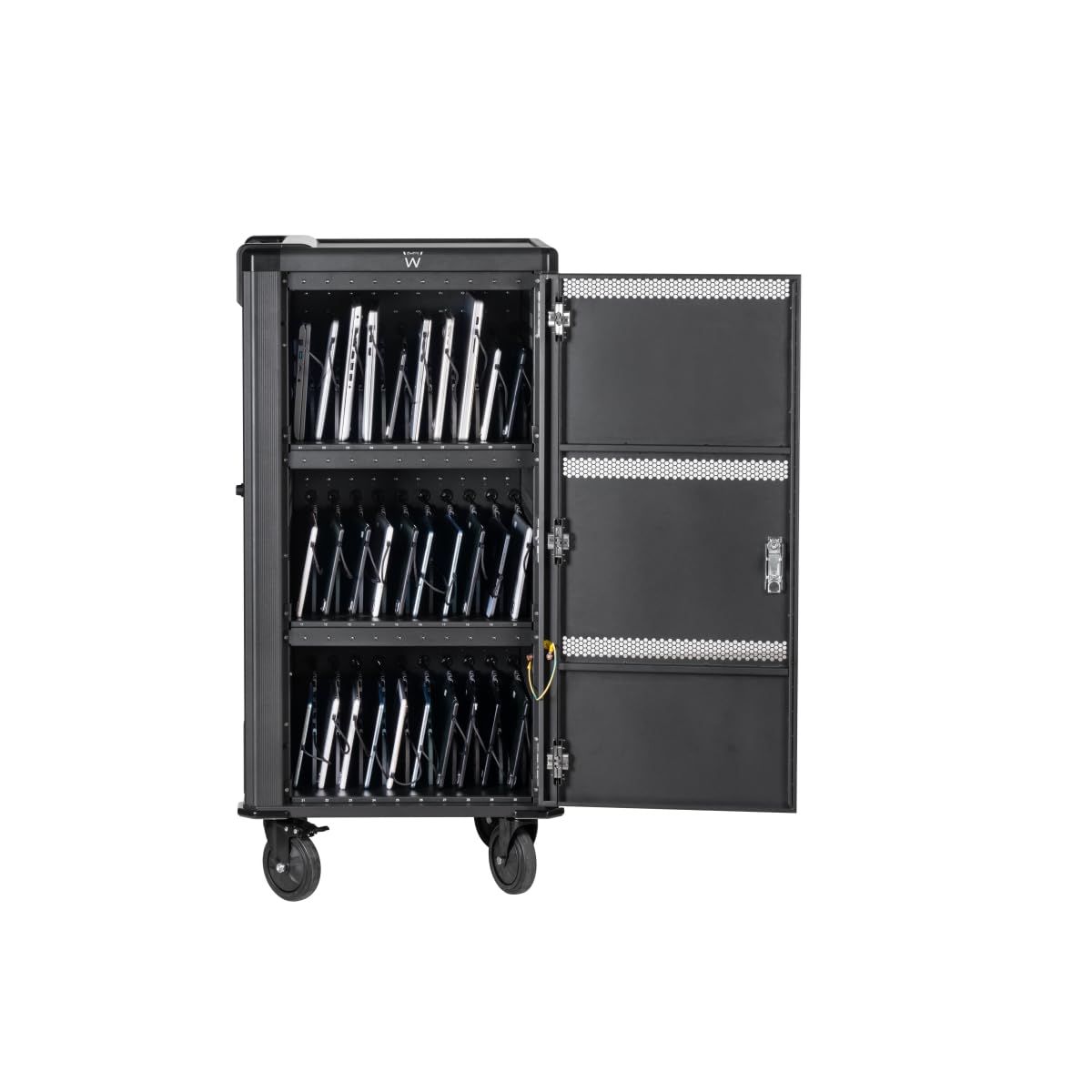Ewent Chariot de Charge USB-C PD pour 30 appareils EW1702 - Support pour Ordinateur Portable, Tablette et appareils électroniques, avec câbles préinstallés, Gestion des câbles et sécurité intégrée