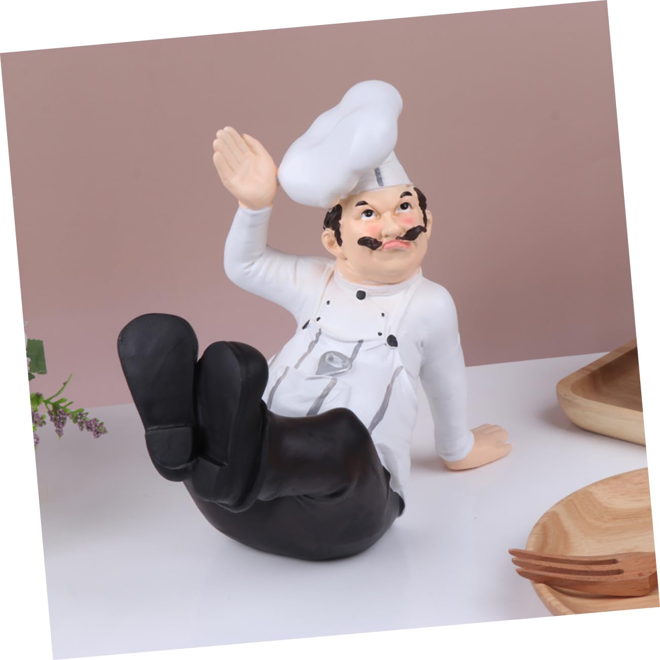 Hemobllo Chef Stabile Statuetta in Resina Stile Europeo Ornamentale per Decorazione Tavolo Casa e Pasticceria e Adatto a Ambienti Domestici
