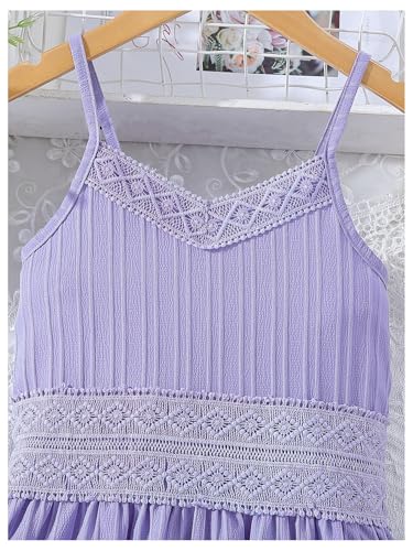 SHENHE Girl's Lace Patchwork Sundress Spaghetti Strap Flowy Summer Beach Vacation Cami Dress4