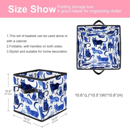Boîte de rangement chat bleu grand cube en tissu pour vêtements - 3