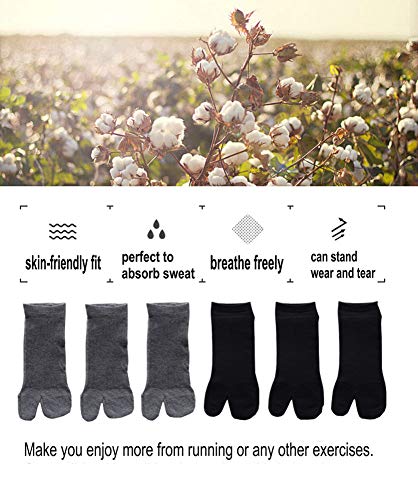 Men's Tabi Flip Flop Socks Athletic Cotton Crew Two Toe 5/6 Pack2
