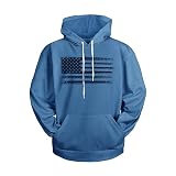 H HYFOL Graphic Hoodies for Men USA Flag Pocket Pullover American Patriotic Long Sleeve Sweatshirts(Sky Blue,3XL)