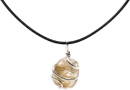 AYANA - Collar de cuarzo rutilado dorado para mujer, hecho a mano, cristal de cuarzo de origen ético para equilibrio emocional y manifestación,