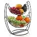 Black Double Hammock 2 Tier Fruit / Vegetables / Produce Metal Basket Rack Display Stand - MyGift