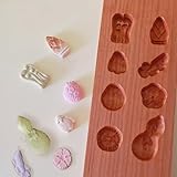 KUNNKENN 打菓子木型十五夜 お月見 落雁型 月うさぎ・もみじ 桔梗 名月など7種 和菓子道具・干菓子木型 木製 菓子型 季節 (打菓子木型 八種 わらび・瓢・鮎・なでしこなど8種)
