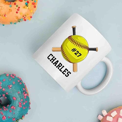 Miniatura 3 de Taza de café blanca de sóftbol personalizada de 11 15 onzas, regalo para hombres, mujeres, entrenadores de equipo, niños, amantes del softbol, taza