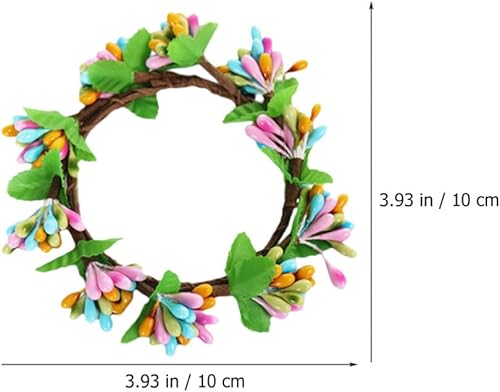 Miniatura 5 de Abaodam 5 piezas de mini corona de Pascua anillo de vela de bayas artificiales soporte de vela para primavera Pascua hogar mesa centro de mesa
