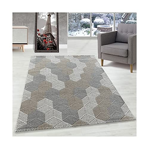 Tapis moderne à poils courts géométrique multicolore 80 x 250cm