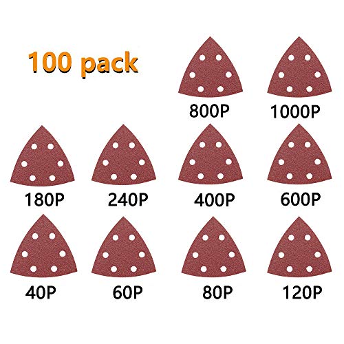 MoonSpect 100Pcs 125mm 5" Detail Sander Sandpaper Sanding Paper Hook