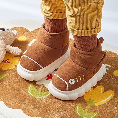 Knit Boots for Girls Children Snow Boots For Boys And Girls Cute Cartoon Shark Plush Kids Low Heels2