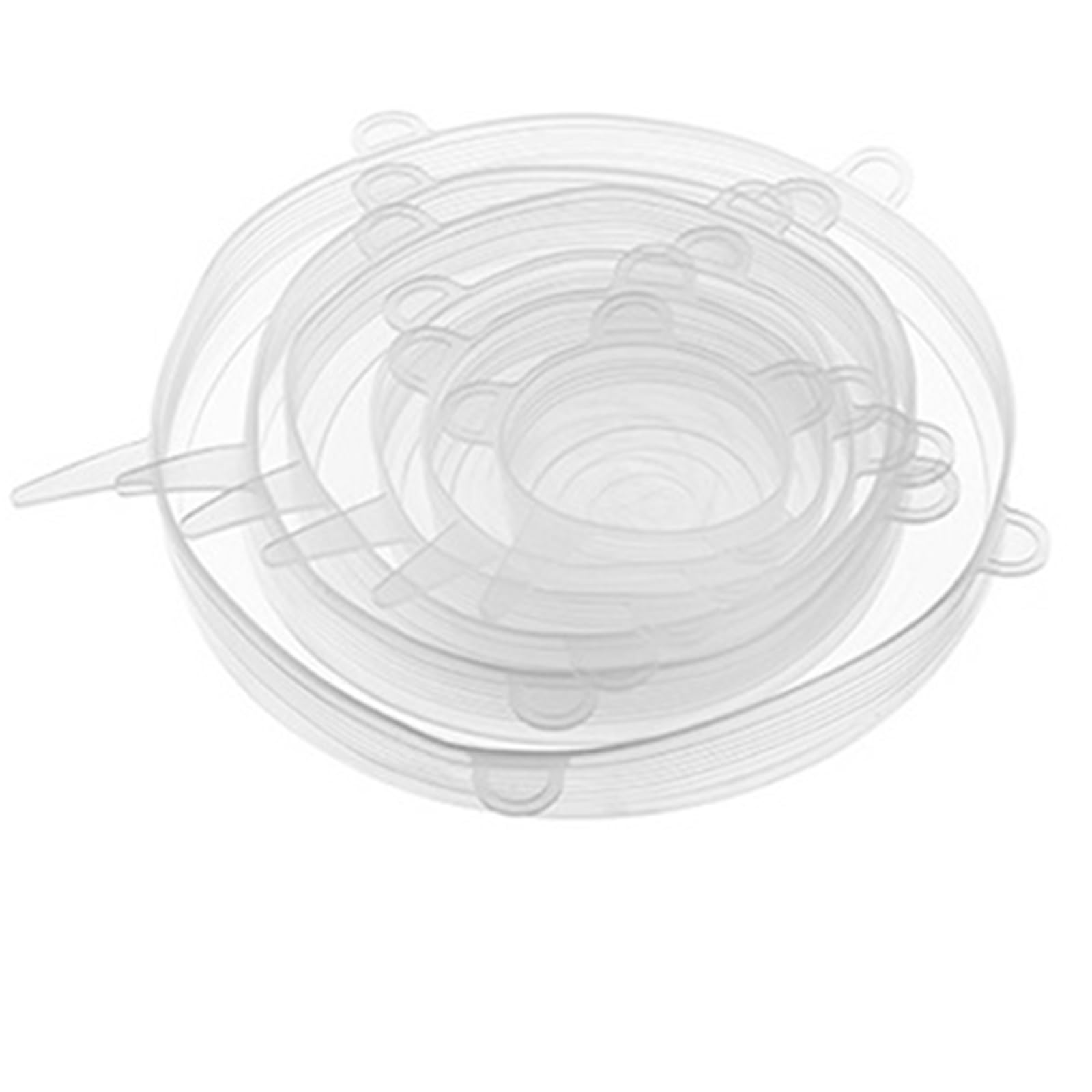 3Sets Reusable Silicone Stretch Lids Kitchen Fresh Keeping Covers Compression Universal for Bowls Jars(Clear)