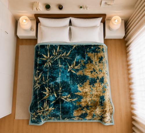Image of Signature Exclusive Supersoft Luxury Heavy Winter Double Ply Double Bed Mink Blanket - 4.5 kg | 100% Polyester | 2.10 m x 2.40 m | Royal Luxe Comfort for Extreme Cold (Bamboo Bliss)