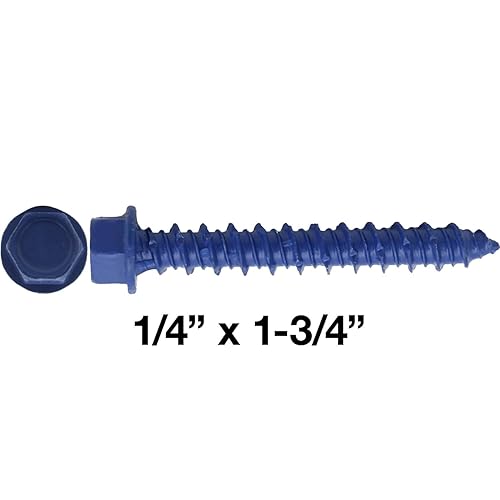 Miniatura 2 de Tornillos de anclaje de hormigón azul de 14 pulgadas x 1-34 pulgadas, acero al carbono endurecido, para interior y exterior, tornillos resistentes