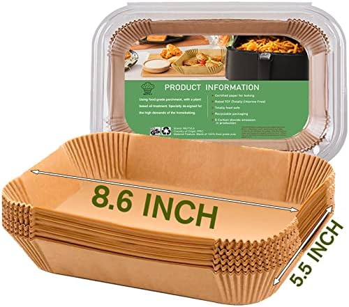 Air Fryer Disposable Paper Liner Rectangular for Dual Basket Air Fryer, 100Pcs Rectangle Air Fryer Parchment Paper Liner for Ninja 2-Basket, Instant Pot Vortex Plus, PowerXL Vortex, DualZone Air Fryer